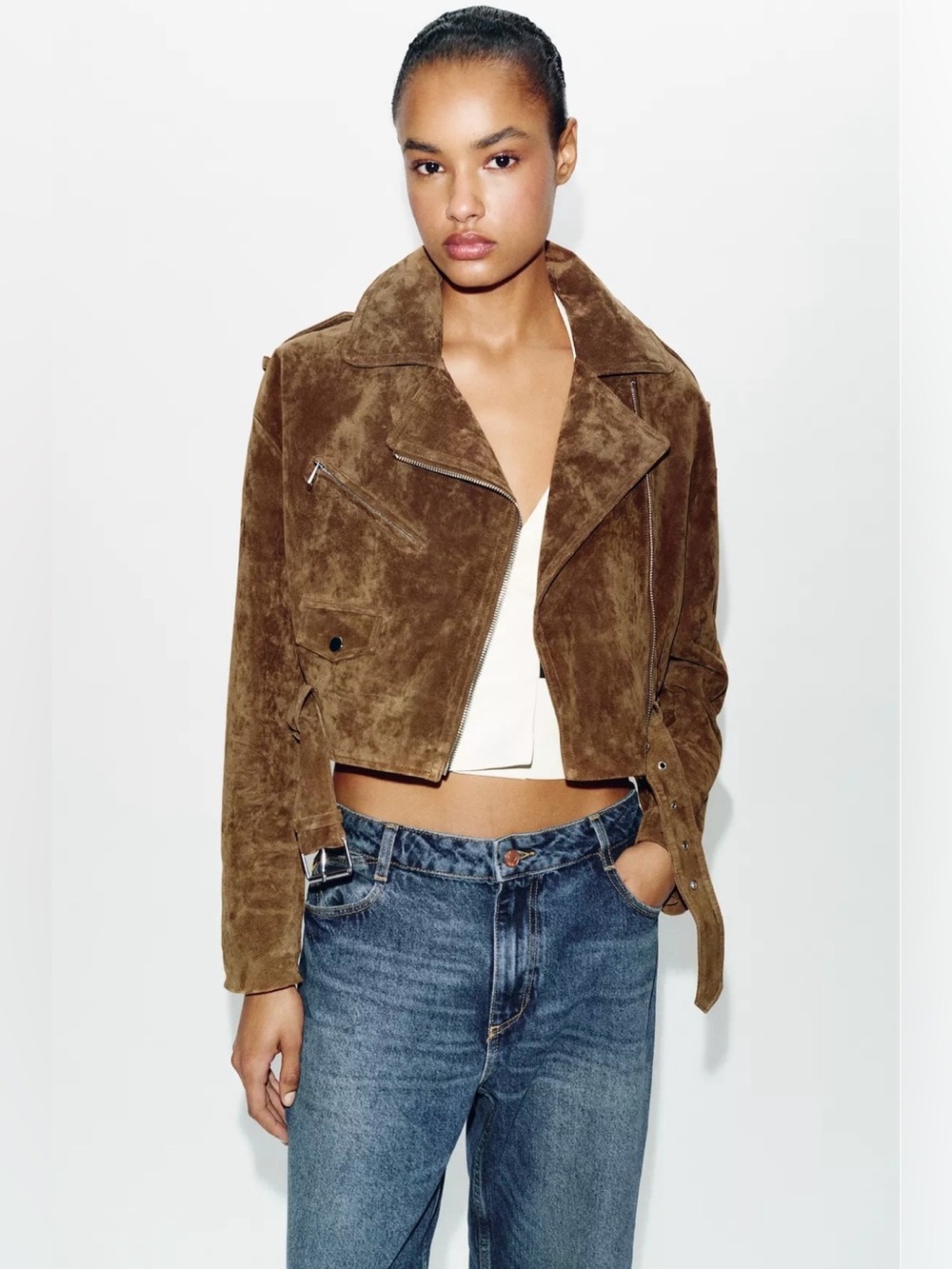 100% SUEDE LEATHER SHORT
JACKET WITH BELT